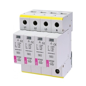 Scaricatore di sovratensione Tipo 2 (C) 4P 20kA 1,5kV ETITEC C T2 275/20 4+0 002440395 ETI
