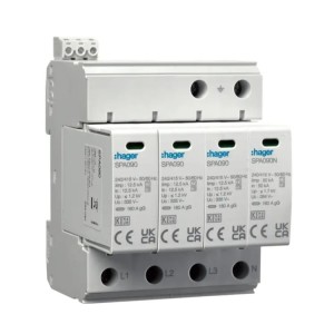 Scaricatore di sovratensione Tipo 1+2 (B+C) 4P 50kA 1,2kV SPD MOV rete TN-S/TT contatto SPA931 HAGER