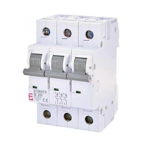 Interruttore automatico B 20A 3P 6kA ETIMAT6 002115517 ETI GPV-401-102