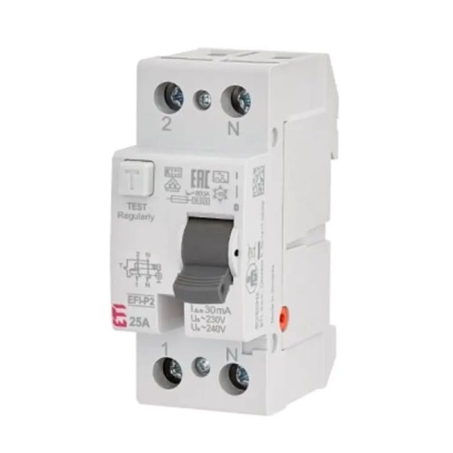 Interruttore differenziale 2P 25A 30mA tipo AC EFI6-P2 AC 25/0.03 002061251 ETI GPV-401-104