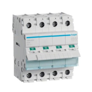 Interruttore di isolamento trifase 4P 63A 400V AC SBN463 HAGER