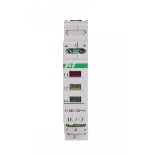 Lampada di segnalazione di controllo 3×230V+N 3xLED verde LK-713 G F&F FILIPOWSKI GPV-401-121