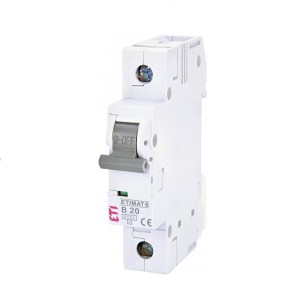 Interruttore automatico B 20A 1P 6kA ETIMAT6 002111517 ETI