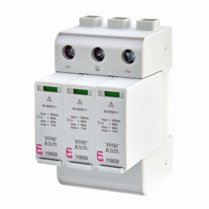 Scaricatore di sovratensione PV DC Tipo 2 (C) 1100V 3P 20kA 3,8kV ETITEC M T2 PV 1100/20 Y 002440515 ETI