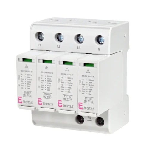 Limitatore di sovratensioni Tipo 1+2+3 (B+C+D) 4P 20kA 1,5kV ETITEC ML T123 300/125 4+0 002440667 ETI GPV-401-141