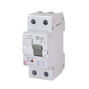 Interruttore differenziale con protezione da sovracorrente B 16A 1P+N 30mA tipo AC KZS-2M AC B16/0.03 002173104 ETI