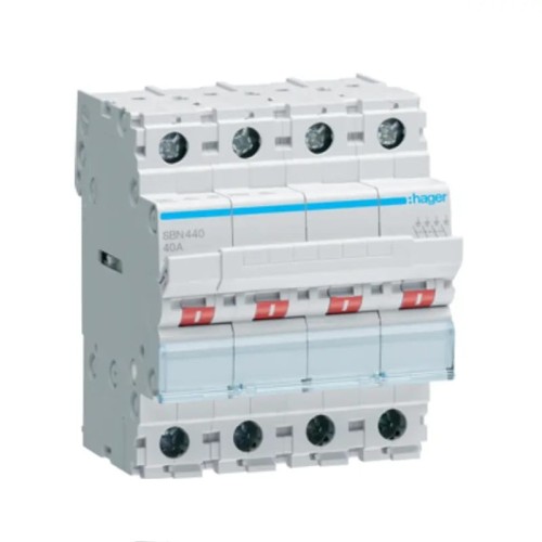 Interruttore di isolamento trifase 4P 40A 400V AC SBN440 HAGER GPV-401-190