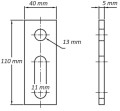 Adattatore di fissaggio M12 110x40x5 materiale 1.4301 PV-07-06 (2)