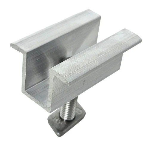 Morsetto centrale H25 L50 grezzo con vite M8x25 e inserto per pannelli da 35 mm PV-04-17