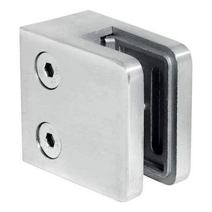Morsetto per vetro 45x45x26 mm, vetro 6-10,76 mm, AISI 304, sistema piano, satinato 000-260 (1)
