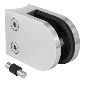 Supporto per vetro 50x40x26 mm con pin, vetro 6-10,76 mm, AISI 304, sistema 42,4 mm, satinato