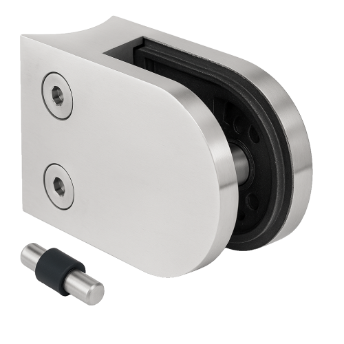 Supporto per vetro 50x40x26 mm con pin, vetro 6-10,76 mm, AISI 304, sistema 42,4 mm, satinato 000-265 (1)