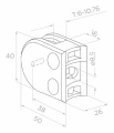 Supporto per vetro 50x40x26 mm con pin, vetro 6-10,76 mm, AISI 304, sistema 42,4 mm, satinato 000-265 (3)