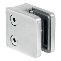 Supporto per vetro rettangolare 45x45x26 mm. vetro 6-10,76 mm, AISI 304, sistema 42,4 mm, finitura lucida
