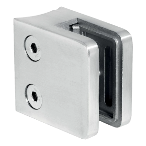 Supporto per vetro rettangolare 45x45x26 mm. vetro 6-10,76 mm, AISI 304, sistema 42,4 mm, finitura lucida