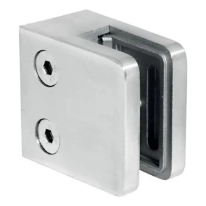Supporto per vetro 45x45x26 mm, vetro 6-10,76 mm, AISI 304, sistema piatto, lucido