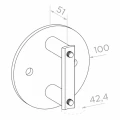 Fissaggio laterale palo fi 42,4 mm per tubo fi 100 mm AISI 304 satinato 000-299 (2)