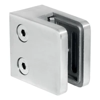 Supporto per vetro 45x45x26 mm, vetro 6-10,76 mm, AISI 316, sistema piatto, satinato