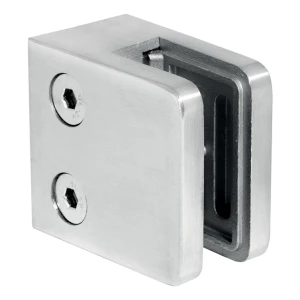 Supporto per vetro 45x45x26 mm, vetro 6-10,76 mm, AISI 316, sistema piatto, satinato