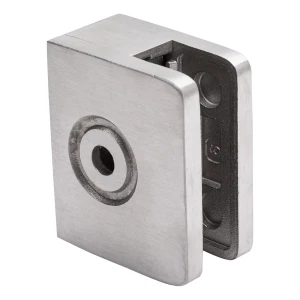 Morsetto terminale per vetro 60x50x28 mm vetro 8-10 mm, AISI 304 satinato sistema piatto