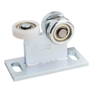 Carrello 70 per cancello sospeso 2 rulli in acciaio e 1 in plastica - base larga