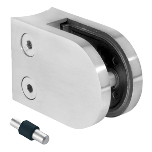 Supporto per vetro 50x40x26 mm con pin, vetro 6-10,76 mm, AISI 304, sistema 42,4, lucido