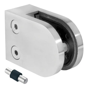 Morsetto per vetro 50x40x26 mm pin vetro 6-10,76 mm AISI 316 sistema piatto satinato