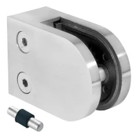 Morsetto per vetro 6-10,76 mm 63x45x28 mm pin AISI 304 sistema piatto satinato