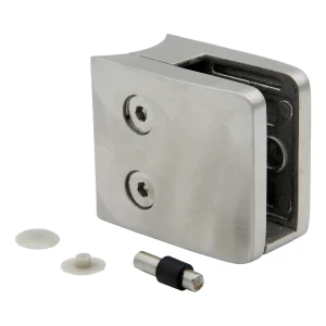 Morsetto per vetro 8-12,76 mm 52x52x32 mm staffa e pin AISI 304 sistema 42,4 mm satinato