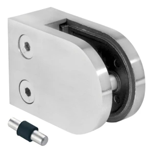 Morsetto per vetro 6-12,76 mm 63x45x30 mm pin AISI 304 sistema piatto satinato