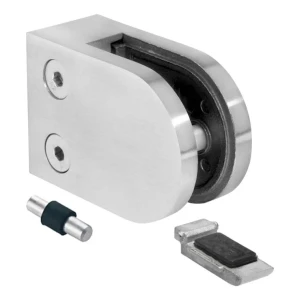 Morsetto per vetro 6-12,76 mm 63x45x30 mm staffa e pin AISI 304 sistema piatto satinato