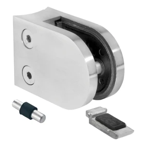 Morsetto per vetro 6-12,76 mm staffa e pin 63x45x30 mm AISI 304 sistema 42,4 mm satinato