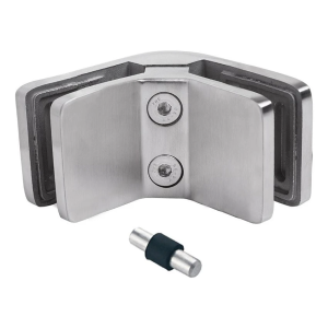Morsetto per vetro 6-12,76 mm 90° quadrato 72x45x30 mm pin AISI 304 satinato