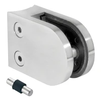 Morsetto per vetro 6-12,76 mm 63x45x30 mm con pin AISI 304 sistema 48,3 mm satinato