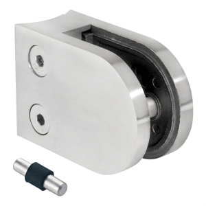 Morsetto per vetro 6-12,76 mm 63x45x30 mm con pin AISI 304 sistema 48,3 mm satinato