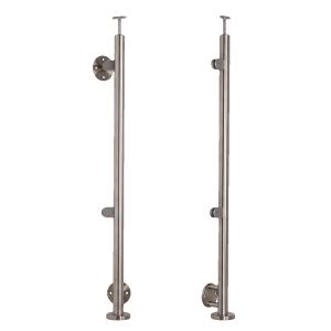 Montante terminale sinistro ø42,4x1230mm AISI304 fissaggio laterale satinato