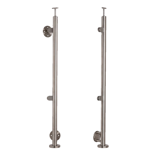 Montante terminale sinistro ø42,4x1230mm AISI304 fissaggio laterale satinato 000-525 (1)