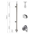 Montante terminale sinistro ø42,4x1230mm AISI304 fissaggio laterale satinato 000-525 (2)