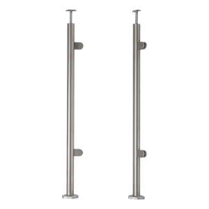 Montante terminale destro/sinistro ø 42,4x1060mm AISI304 2 supporti per vetro da pavimento