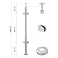 Montante per balaustra angolare per vetro Ø 42,4x1060/1102,4mm 4 fermavetro satinato 000-559 (2)