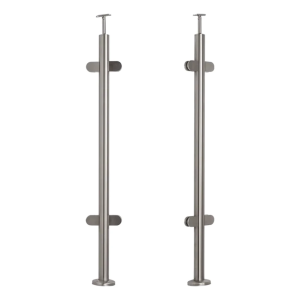 Montante per balaustra centrale fi 42,4x1060/1102,4 mm / 4 supporti per vetro