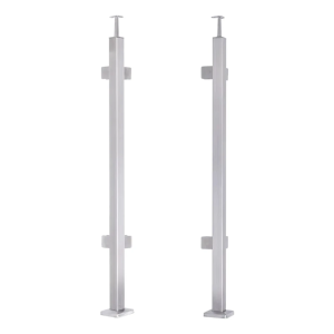Colonnina angolare per ringhiera 40x40x1060/1100mm 4 supporti per vetro AISI 304