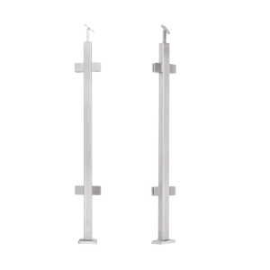 Colonnina per balaustra intermedia 40x40x1060/1100mm 4 supporti per vetro AISI 304
