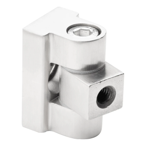 Cerniera 180° per fissaggio vetro 45 x 45 x 26 mm sistema piano AISI304, satinato