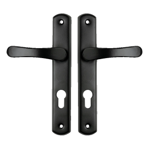 Maniglia per porta Yale a biscotto con placca nera – interasse 72 mm
