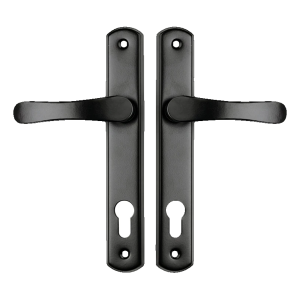 Maniglia per porta YALE con placca biscotto nera – interasse 90 mm