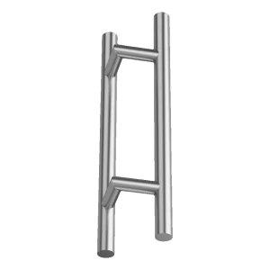 Maniglione bidirezionale tondo AISI 304 satinato – montaggio 45° 200×300 mm