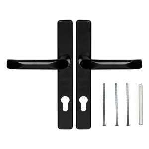 Maniglia porta nera con placca rettangolare 90 mm – alluminio/zama H247