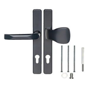 Maniglia per porta con placca e pomolo 90 mm – antracite, rosetta rettangolare