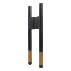 PSG maniglia porta doppia faccia rotonda 90° nero opaco con legno di quercia 30×500 mm